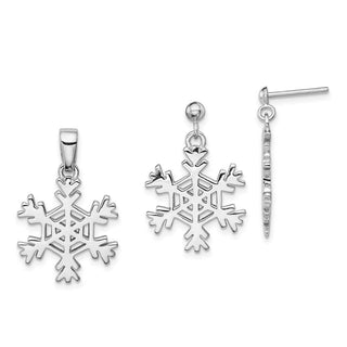 Sterling Silver Snowflake Earrings and Pendant Set