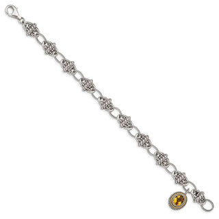 7.75" Sterling Silver & 14k Yellow Gold Citrine Bracelet QTC1435