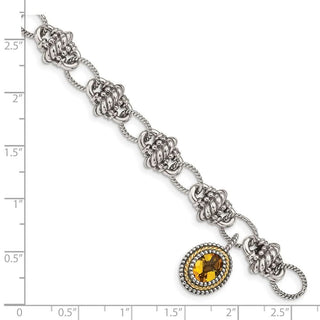 7.75" Sterling Silver & 14k Yellow Gold Citrine Bracelet QTC1435