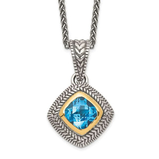 Sterling Silver w/14k Yellow Gold Sky Blue Topaz Necklace
