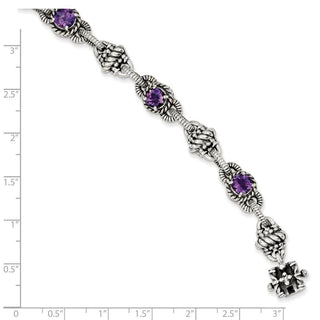 7.75" Sterling Silver Amethyst Bracelet