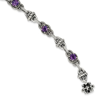 7.75" Sterling Silver Amethyst Bracelet
