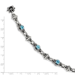7.75" Sterling Silver Swiss Blue Topaz Bracelet