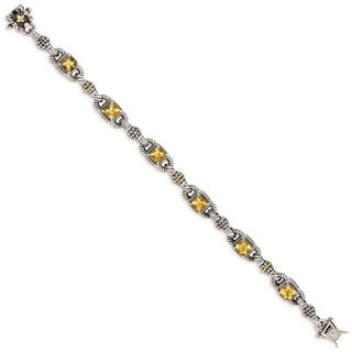 7.25" Sterling Silver & 14k Yellow Gold Citrine Bracelet