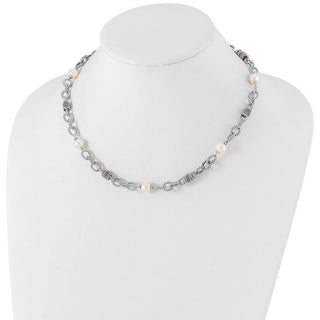 18.5" Shey Couture Sterling Silver with 14K Accent 18.5 Inch Antiqued 8-8.5mm Freshwater Cultured Pearl Necklace