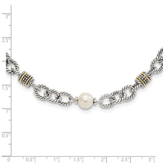 18.5" Shey Couture Sterling Silver with 14K Accent 18.5 Inch Antiqued 8-8.5mm Freshwater Cultured Pearl Necklace