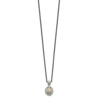 Sterling Silver w/14k Yellow Gold Diamond Necklace QTC644