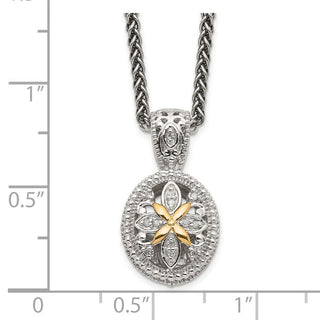 Sterling Silver w/14k Yellow Gold Diamond Necklace QTC644