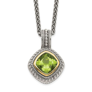 Sterling Silver w/14k Yellow Gold Peridot Necklace QTC864
