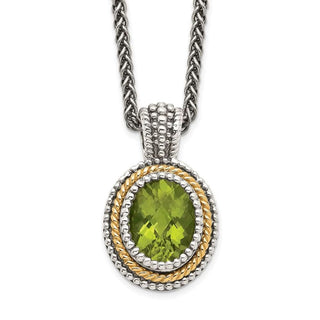 Sterling Silver w/14k Yellow Gold Peridot Necklace QTC875