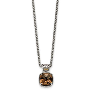 Sterling Silver w/14k Yellow Gold Smoky Quartz Necklace QTC918