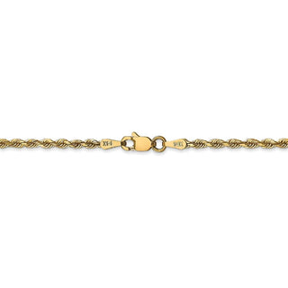 9" 14k Yellow Gold 2.25mm Diamond-cut Quadruple Rope Chain Anklet