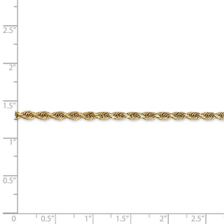 9" 14k Yellow Gold 3.0mm Diamond-cut Quadruple Rope Chain Anklet