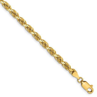 8" 14k Yellow Gold 4mm Diamond-cut Quadruple Rope Chain Bracelet