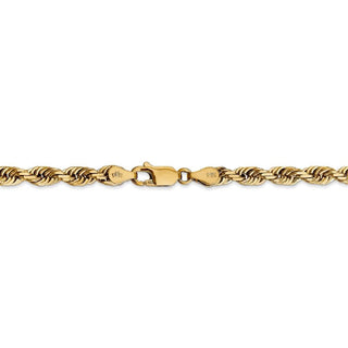 8" 14k Yellow Gold 4.5mm Diamond-cut Quadruple Rope Chain Bracelet