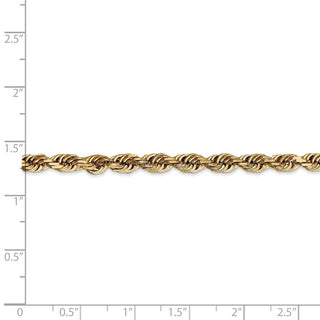 8" 14k Yellow Gold 4.5mm Diamond-cut Quadruple Rope Chain Bracelet