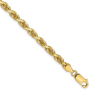 8" 14k Yellow Gold 4.5mm Diamond-cut Quadruple Rope Chain Bracelet