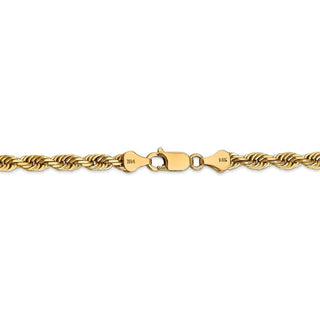 8" 14k Yellow Gold 5.0mm Diamond-cut Quadruple Rope Chain Bracelet