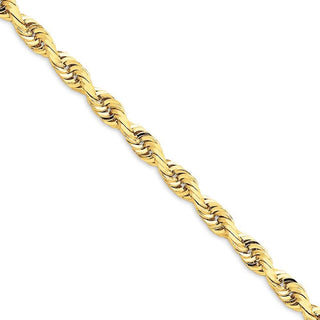 8" 14k Yellow Gold 5.0mm Diamond-cut Quadruple Rope Chain Bracelet