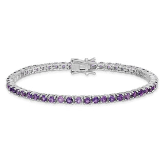 7" Sterling Silver Rhodium-plated Amethyst Bracelet QX133AM