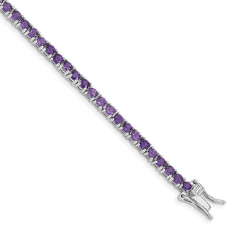 7" Sterling Silver Rhodium-plated Amethyst Bracelet QX133AM