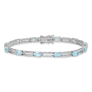 7" Sterling Silver Rhodium-plated Blue Topaz Bracelet QX162BT