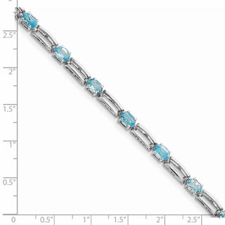 7" Sterling Silver Rhodium-plated Blue Topaz Bracelet QX162BT