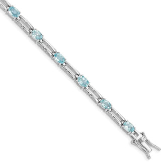 7" Sterling Silver Rhodium-plated Blue Topaz Bracelet QX162BT
