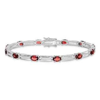 7" Sterling Silver Garnet Bracelet
