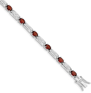 7" Sterling Silver Garnet Bracelet
