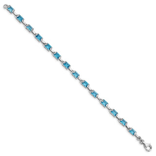 7.25" Sterling Silver Rhodium-plated Rectangular Blue Topaz Bracelet