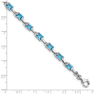 7.25" Sterling Silver Rhodium-plated Rectangular Blue Topaz Bracelet