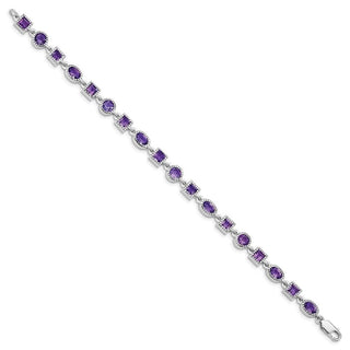 7" Sterling Silver Rhodium-plated Amethyst Bracelet QX594AM