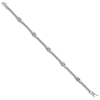 7" Sterling Silver Rhodium-plated Amethyst Bracelet QX598AM