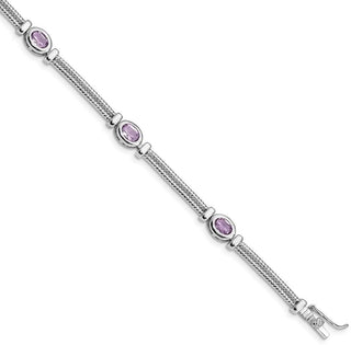 7" Sterling Silver Rhodium-plated Amethyst Bracelet QX598AM