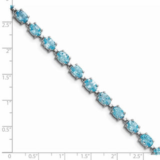 7" Sterling Silver Rhodium-plated Blue Topaz Bracelet QX5BT
