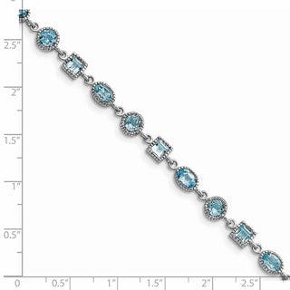 7" Sterling Silver Rhodium-plated Blue Topaz Bracelet QX602BT