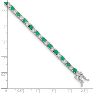 7" Sterling Silver Rhodium-plated Emerald & White Topaz Tennis Bracelet