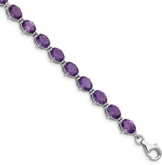 7" Sterling Silver Rhodium-plated Amethyst Bracelet QX814AM