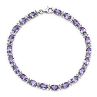 7" Sterling Silver Rhodium-plated Amethyst & White Topaz Bracelet