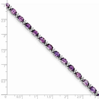 7" Sterling Silver Rhodium-plated Amethyst & White Topaz Bracelet