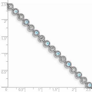 7" Sterling Silver Rhodium-plated Blue Topaz Diamond Bracelet