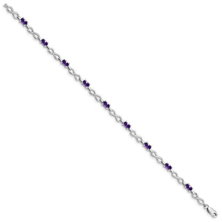 7" Sterling Silver Rhodium-plated Amethyst Bracelet QX837AM