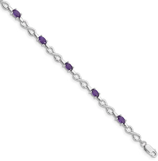 7" Sterling Silver Rhodium-plated Amethyst Bracelet QX837AM