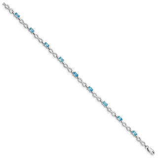 7.5" Sterling Silver Rhodium-plated Blue Topaz Bracelet