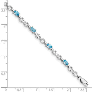 7.5" Sterling Silver Rhodium-plated Blue Topaz Bracelet