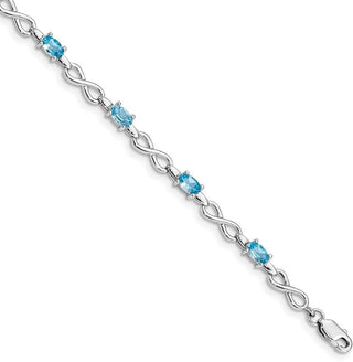 7.5" Sterling Silver Rhodium-plated Blue Topaz Bracelet