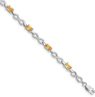 7" Sterling Silver Rhodium-plated Citrine Bracelet QX837CI