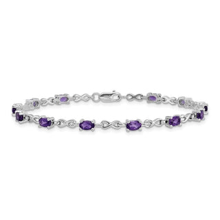 7" Sterling Silver Rhodium-plated Amethyst Bracelet QX840AM