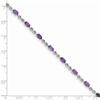 7" Sterling Silver Rhodium-plated Amethyst Bracelet QX840AM